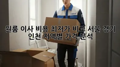 원룸 이사 비용 최저가 비교: 서울, 경기, 인천 지역별 가격 분석